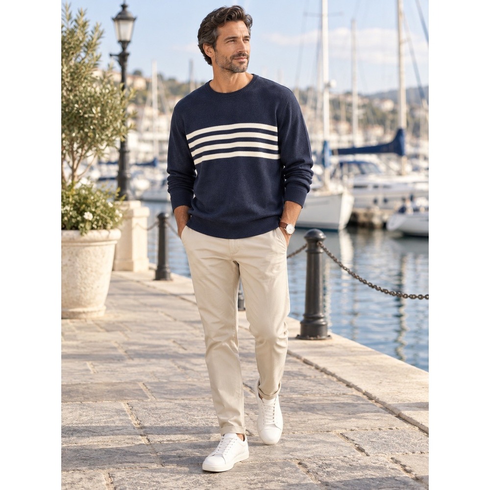 Gap Crewneck Mens XL Striped Sweater Blue white Preppy Nautical Classic heritage